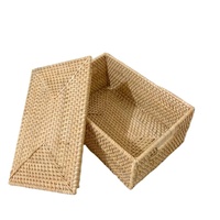 Panier à linge personnalisé en osier naturel Panier à linge décoratif Boîte Panier de rangement en rotin tissé à la main du Vietnam avec couvercle