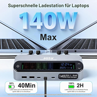 Stasiun Pengisian Daya USB C 405W 5-Port Multiport, Charger Desktop Dinding Laptop GaN PD 140W untuk iPhone 17 Samsung 25