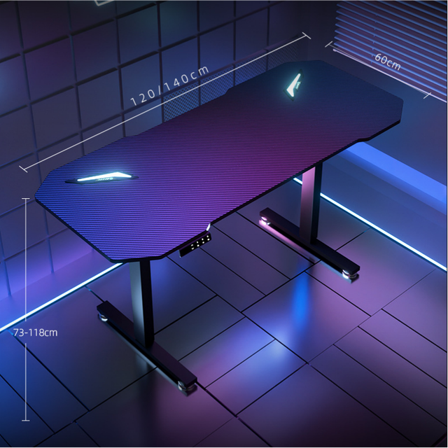 High Quality PC Gaming Tables Electric Adjustable Height Computer Desk with RGB Light Gaming Desk