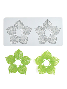 Molde de silicona de 2 orificios con diseño de hoja hueca y encaje para corona de invierno, plantilla para decoración de pasteles, molde para azúcar comestible y decoración de repostería - Product Image 2