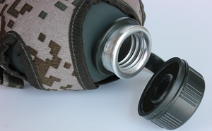 Camping Training Students Water Bottle Aluminum Body with <b>Rubber</b> Coated <b>Matte</b> Finish with Pouch Bag Shoulder Stripes - Product Image 4