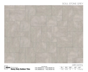 กระเบื้องปูพื้นเซรามิกพอร์ซเลนสีเทาโซลสโตน ขนาด 20 มม. 600x900 มม. - สำหรับงานหนักกลางแจ้ง เหมาะสำหรับสวน ระเบียง ทางเดิน ทางรถวิ่ง - Product Image 2