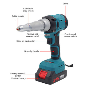 Pistolet à rivets aveugles sans fil 21V sans balais, riveteuse électrique au lithium automatique avec retour de clou en un clic pour rivets aveugles de 2,4 à 4,8 mm - Product Image 6