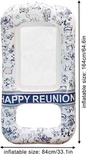 Bouée de piscine gonflable en PVC à motif vintage avec appui-tête et centre en maille 164x84cm pour adultes - Product Image 6