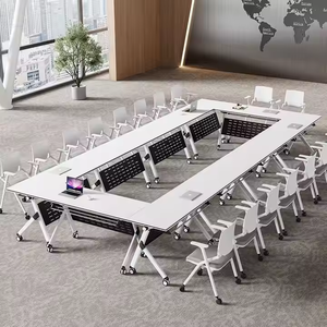 Escritorio de oficina Modular de madera Diseño moderno Mesa de entrenamiento plegable y combinación de silla Escritorio de oficina móvil para Clase de tutoría - Product Image 5