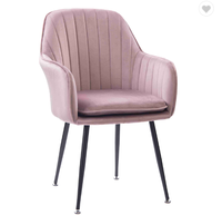 Fauteuil en velours rose de qualité supérieure Chaise De Comedor Chaise de cuisine Salle à manger Chaise de salle à manger bleue avec pieds dorés