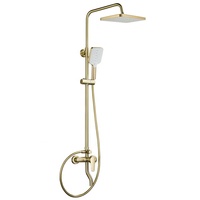 Ensemble de douche carré en laiton brossé sur mesure OEM, fixation murale, avec douchette à jet 3 vitesses haute pression, vente en gros pour salle de bain