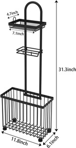 Porte-<span class=keywords><strong>papier</strong></span> hygiénique autoportant moderne avec distributeur de rouleaux en métal à 3 niveaux et étagère de rangement Style de réserve - Product Image 6