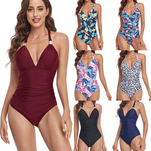 Traje de Baño de una Pieza para Mujer 2025, Color, Cuello en V, Estampado de Leopardo, Traje de Baño, Bikinis, Ropa de Playa - Product Image 1