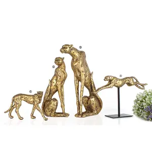Escultura de animal de leopardo de resina hecha a mano, decoración del hogar, artesanías, accesorios para el hogar