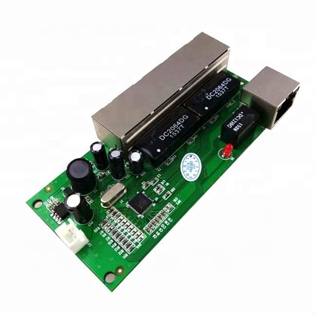 mini 5 port 10/100mbps network switch 5-12v wide input voltage smart ethernet pcb rj45 module with led built-in