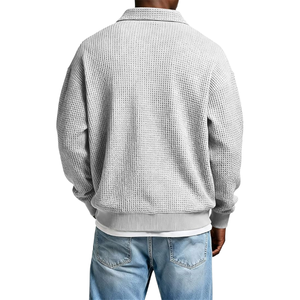 Pull en tricot uni à manches longues pour homme, décontracté, tendance, avec décoration boutonnée, respirant, anti-rétrécissement, coupe-vent, 2025 - Product Image 2