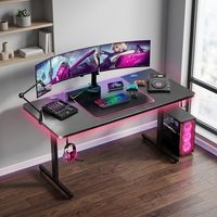 Bureau de jeu manuel extensible et réglable en hauteur, en fibre de carbone, avec cadre en MDF en forme de Z, grand tapis de souris, pour la maison, le bureau et l'ordinateur