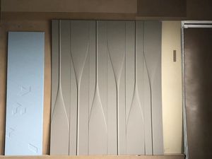 Benutzer definiertes modernes Design 3D Carving Hintergrund Wand paneel Leder Stick platte Dichte Faserplatte - Product Image 3