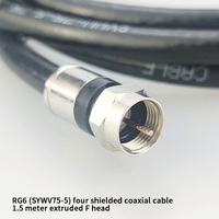 Cable Coaxial RG6 de Alta Calidad de 75 Ohmios, Color Negro con Conector Macho F para Comunicación de Señal de TV