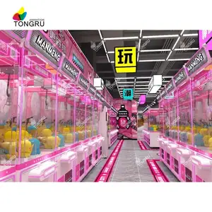 Máquina de garra de guindaste para jogos de arcade, máquina eletrônica para brincar, garra de brinquedo rosa para parque de diversões, token para venda