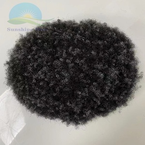 Parrucche Afro per uomo nero 6 ''indiano di sostituzione dei <span class=keywords><strong>capelli</strong></span> per la <span class=keywords><strong>perdita</strong></span> di <span class=keywords><strong>capelli</strong></span> uomini 1b Grey 4mm onda maschio parrucchino pieno pizzo - Product Image 2