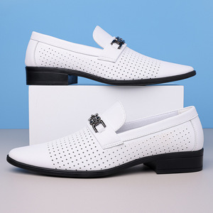 Mocasines Blancos de Verano para Hombre, de Cuero Perforado, Estilo Casual de Negocios, Sin Cordones - Product Image 3