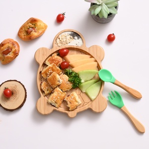 Assiette à ventouse <span class=keywords><strong>en</strong></span> <span class=keywords><strong>bambou</strong></span> pour enfants, motif animaux mignons, <span class=keywords><strong>vaisselle</strong></span> d'apprentissage pour bébés, idéale pour les repas - Product Image 2