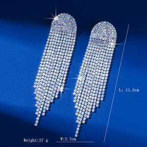 ต่างหูคริสตัลพลอยเทียมยาวขนาดใหญ่แฟชั่นยุโรปและอเมริกาขายส่ง - Product Image 2