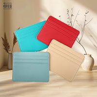 Dompet Kartu Pu Slim dengan Logo Kustom untuk Wanita, Tempat Kartu Kulit Klasik Berkualitas Tinggi