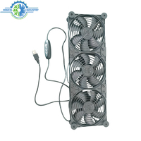Nouveauté Ventilateur USB à 3 vitesses avec bouton poussoir, haute vitesse, triple 120 mm, contrôle de la vitesse, ventilateur USB 5V