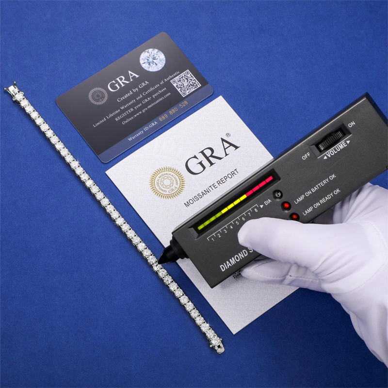 Women Jewelry VVS Moissanite Diamond Clustered Tennis Bracelet White Gold Plated 925 Sterling Silver Tennis Chain Bracelet