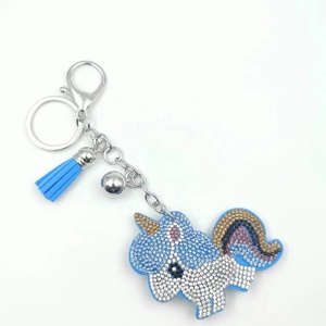 Creative Diamond Cartoon <b>Keyring</b> Multi-colored <b>Unicorn</b> Keychain Cute Bling Crystal Rhinestone Pendant Keychain - Product Image 2
