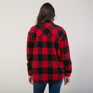 Opération directe en usine poches boutons à manches longues col rabattu grande quantité veste <span class=keywords><strong>femme</strong></span> rouge et noire pour l'automne - Product Image 3