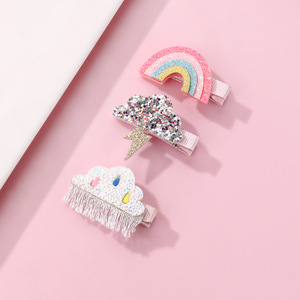 Venta caliente diseño creativo dulce Arco Iris relámpago nube bebé lado Clip Horquillas para el cabello lindo conjunto de pinzas para el cabello para niños - Product Image 6