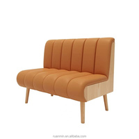 Cabine en bois classique canapé en cuir PU contreplaqué table de restauration rapide Hamburger Restaurant table et chaise ensemble meubles de Restaurant