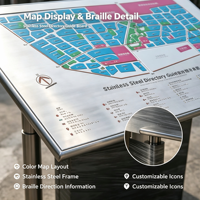 Panneau de guidage en braille en acier inoxydable, base personnalisable, signalétique pour parcs, écoles, bâtiments gouvernementaux, modèle 018