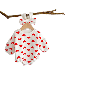 Keli collezione 2025 primavera <span class=keywords><strong>tuta</strong></span> da bambina da neonato a manica lunga 100% cotone felpato fascia per capelli - Product Image 1