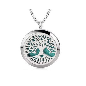 Collar Difusor de Aceites Esenciales de Acero Inoxidable con Árbol de la Vida Dorado, Medallón para Perfume, Colgante de Aromaterapia - Product Image 3