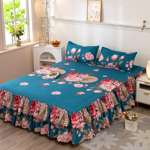 Factory Bedspread Bedsheet Fitted <strong>Sheet</strong> Bedroom <strong>Bed</strong> Cover Skirt 3 Pieces 2 Pillow Cases+<strong>bed</strong> Skirt <strong>Sets</strong> - Product Image 6