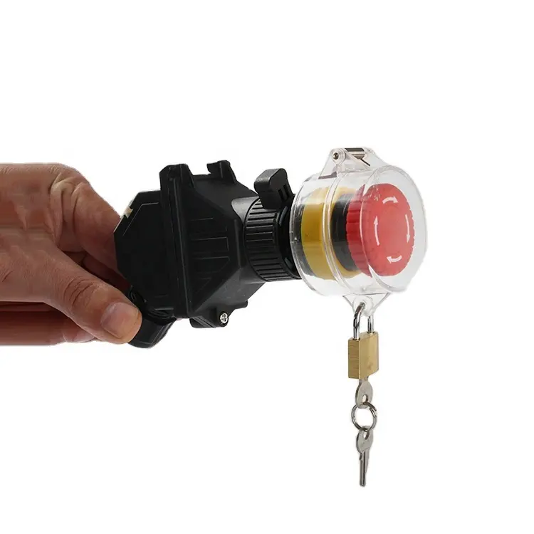 Explosion proof emergency stop rotation-releasing button with red color label