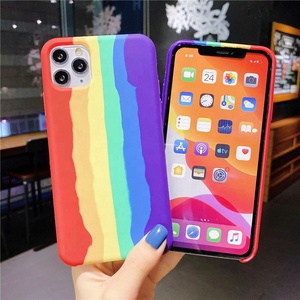 De arco iris de la caja del teléfono de silicona para <span class=keywords><strong>iphone</strong></span> <span class=keywords><strong>11</strong></span> de revestimiento de silicona <span class=keywords><strong>forro</strong></span> de microfibra funda móvil - Product Image 2