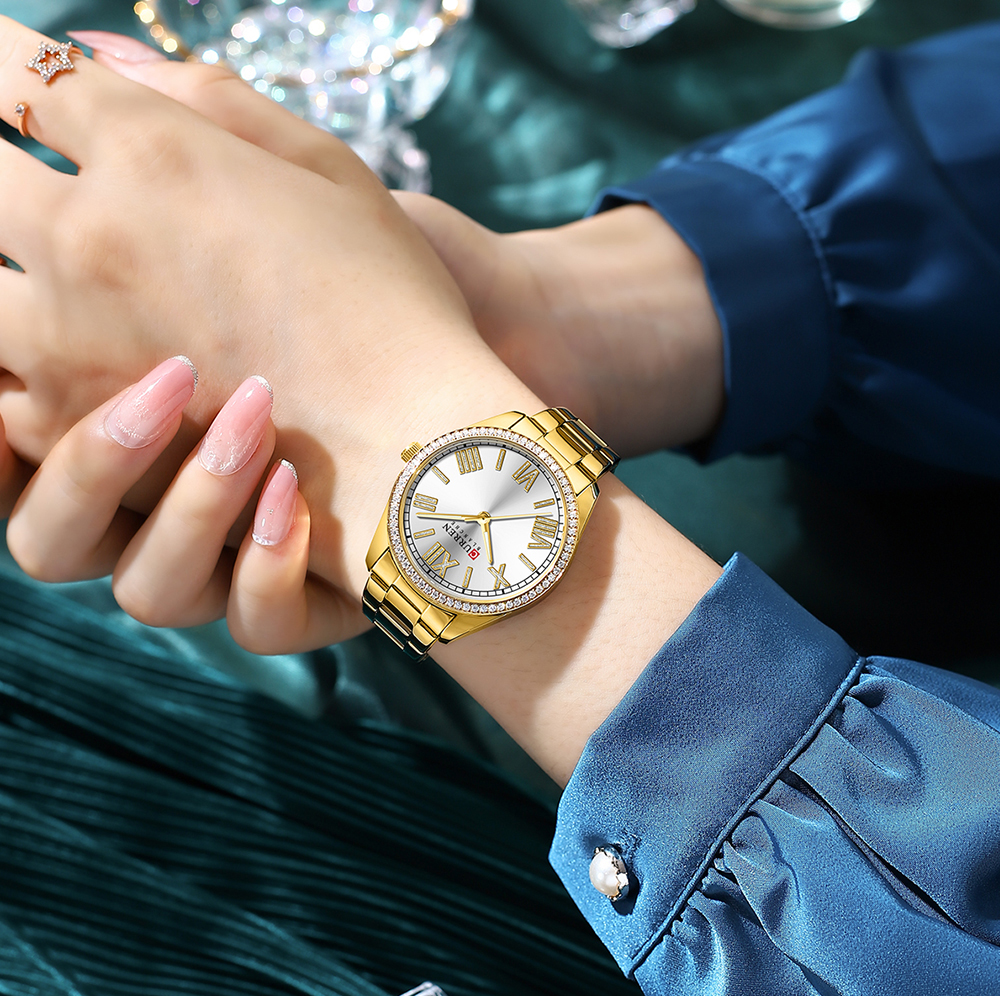 CURREN – montres de luxe pour femmes, montre-bracelet à Quartz et diamant pour dames et filles, mode, étanche, horloge