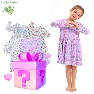 Nuovo Design <span class=keywords><strong>Abito</strong></span> Bambina Scatola della Fortuna in Bambù Vestiti per Bambine Personalizzati a Manica Lunga Carino Vestito da Principessa Girevole per Neonate - Product Image 1