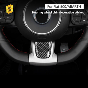 Accesorios de fibra de carbono Shasha, pegatina decorativa para la barbilla del volante embellecedor de fibra de carbono para Fiat 500 <span class=keywords><strong>ABARTH</strong></span> - Product Image 3