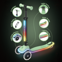 Trottinette pliable pour enfants avec plateau et guidon lumineux, trottinette à 3 roues pour enfants, 4 réglages de hauteur