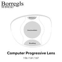 Verres progressifs de bureau 1.56 1.61 1.67 avec une grande et large zone de vision, distance intermédiaire pour la lecture sur ordinateur