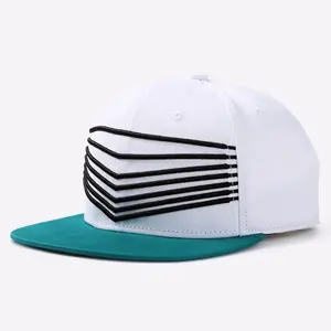 Großhandel Unisex benutzer definierte hochwertige weiße Farbe benutzer definierte 3D-Puff-Stickerei flache Spitze Snapback Caps Hüte für Bekleidungs marken