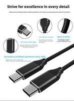 Câble USB Type-C PD100W 5A à charge rapide, 10 Gbit/s, compatible 4K/5K, gaine en PVC, conducteur en cuivre pur tressé, 1m/2m pour ordinateur et écouteurs