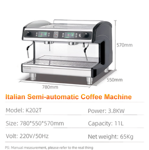 <span class=keywords><strong>Machine</strong></span> <span class=keywords><strong>à</strong></span> <span class=keywords><strong>café</strong></span> expresso italienne semi-automatique en acier inoxydable avec deux têtes de brassage - Product Image 3
