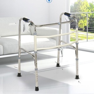 Stainless Steel <b>Walker</b> Foldable Four Legged Walking Aid <b>For</b> Elderly And <b>Disabled</b> Support - Product Image 1
