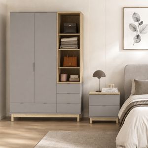 Armoire de rangement moderne à 3 portes en chêne Sonoma argenté pour chambre à coucher - Product Image 4