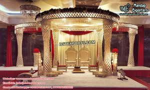 Glamoroso Mandap/Escenario de Boda con Cristales en Espiral, Impresionante Mandap de Boda de Cristal, Moderno Mandap de Cristal de Fibra con Espiral Dorada, Virginia - Product Image 3