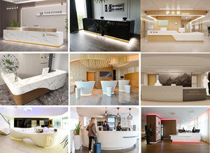 Moderno unico Corians in legno di pietra clinica odontoiatrica Reception ufficio anteriore Reception - Product Image 6