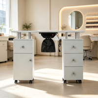 Table de manucure avec collecteur de poussière et casiers à vernis à ongles, bureau de manucure, mobilier de salon de beauté, table de salon de beauté